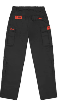 Corteiz Cargo Pants Black and Red