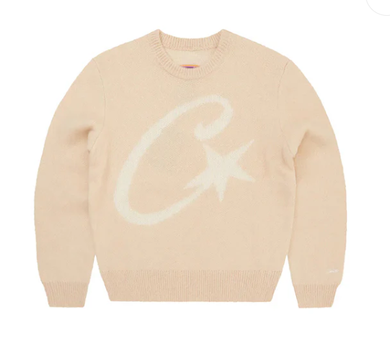 Corteiz C Star Mohair Knit Sweater Cream