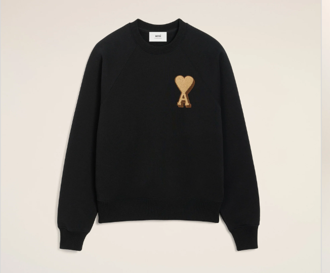 Ami De Coeur Crewneck Sweater -Black and Brown