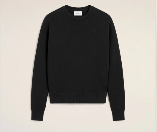 Ami Paris Small Red Ami De Coeur Crewneck - Triple Black