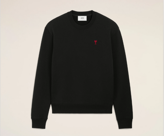 Ami Paris Small Red Ami De Coeur Crewneck - Black and Red