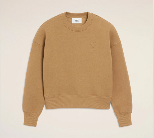 Ami Paris Small Red Ami De Coeur Crewneck - Brown