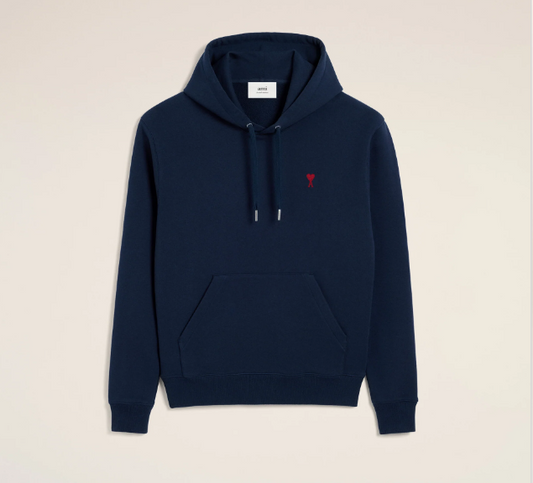 Ami Paris Small Red Ami De Coeur Hoodie - Blue and Red