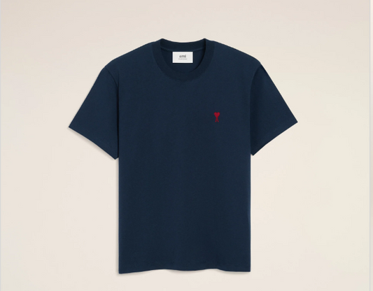 Ami Paris Small Red Ami De Coeur T-shirt - Blue and Red