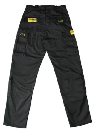 Corteiz Cargo Pants Black and Yellow