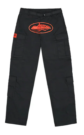 Corteiz Cargo Pants Black and Red