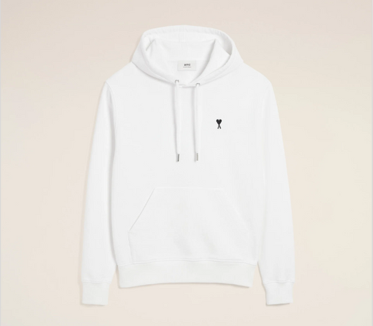 Ami Paris Small Red Ami De Coeur Hoodie -White