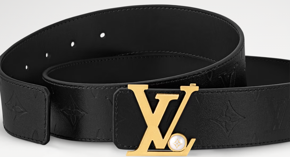 Louis Vuitton Cinto Pearls 40mm Preto e Dourado