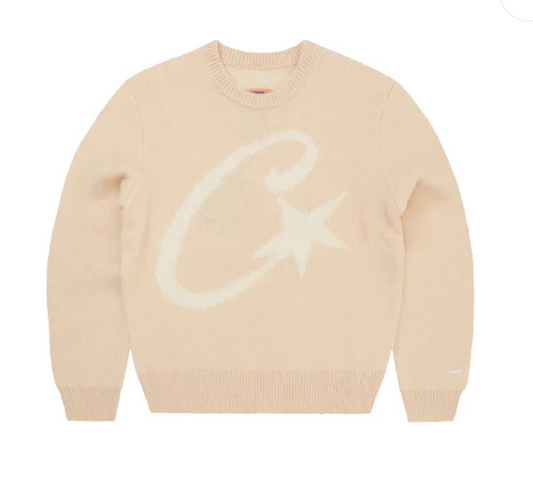 Corteiz C Star Mohair Knit Sweater Cream