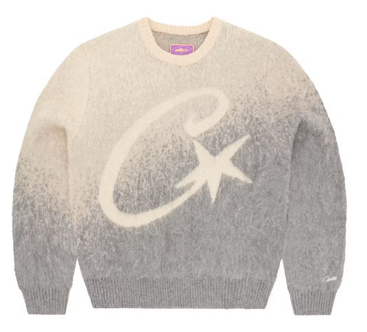 Corteiz C Star Mohair Knit Sweater Grey