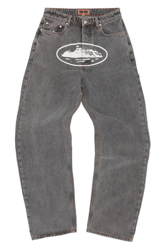 Corteiz Alcatraz Baggy Jeans - Light Grey