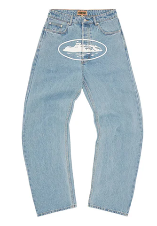 Corteiz Alcatraz Baggy Jeans - Washed Blue