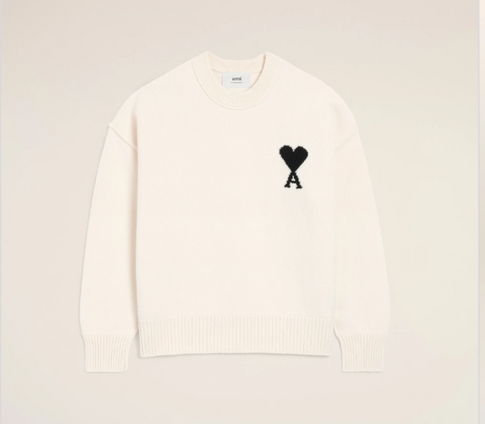 Ami De Coeur Crewneck Sweater - White and Black