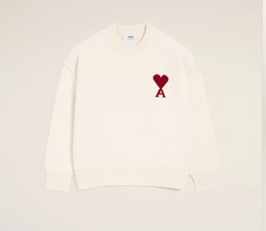 Ami De Coeur Crewneck Sweater - White and Red