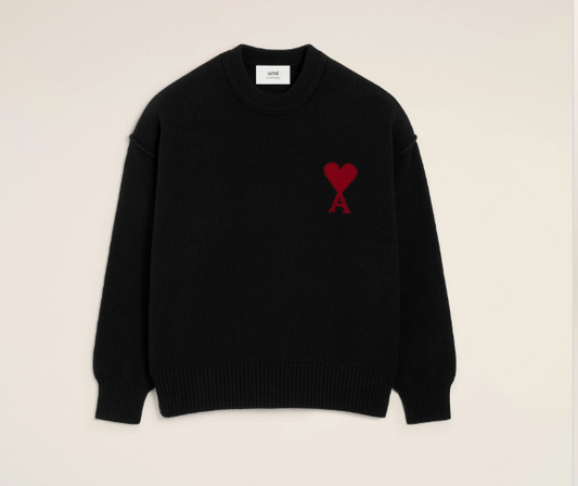 Ami De Coeur Crewneck Sweater - Black and Red