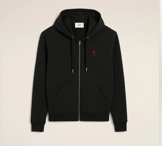 Ami Zip Up - Black and Red
