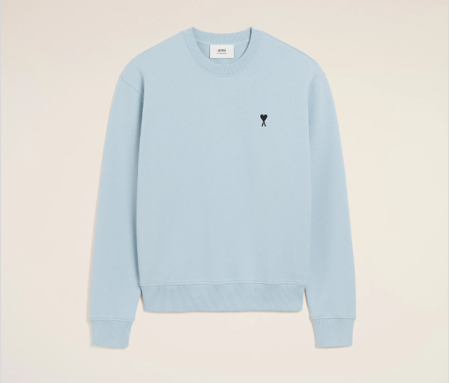 Ami Paris Small Red Ami De Coeur Crewneck - Baby blue