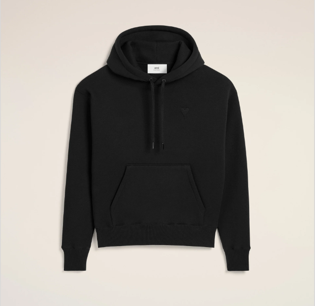 Ami Paris Small Red Ami De Coeur Hoodie - Black and Red