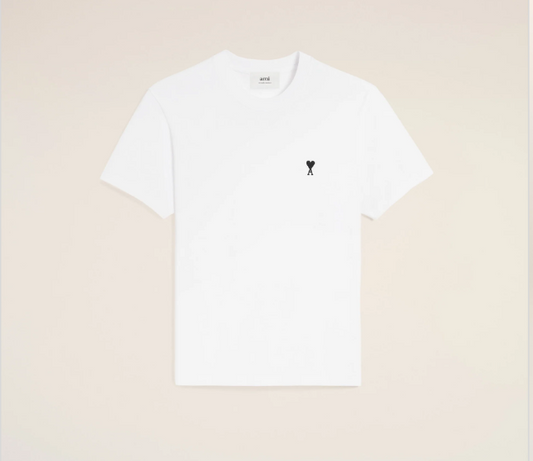 Ami Paris Small Red Ami De Coeur T-shirt - White