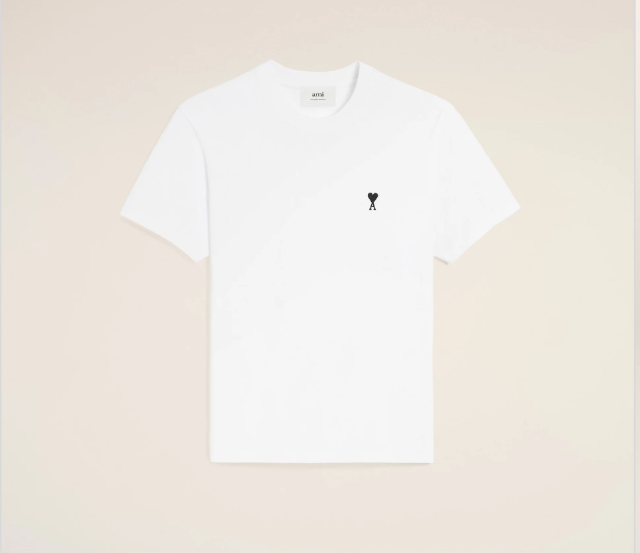 Ami Paris Small Red Ami De Coeur T-shirt - White