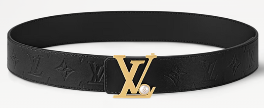 Louis Vuitton Cinto Pearls 40mm Preto e Dourado